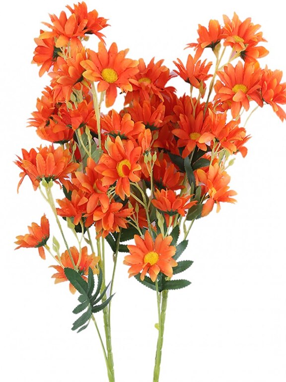 ARTIFICIAL DAISY FLOWER STEMS (80 CM TALL, 5 BRANCHES, ORANGE, SET OF 2) MSF99